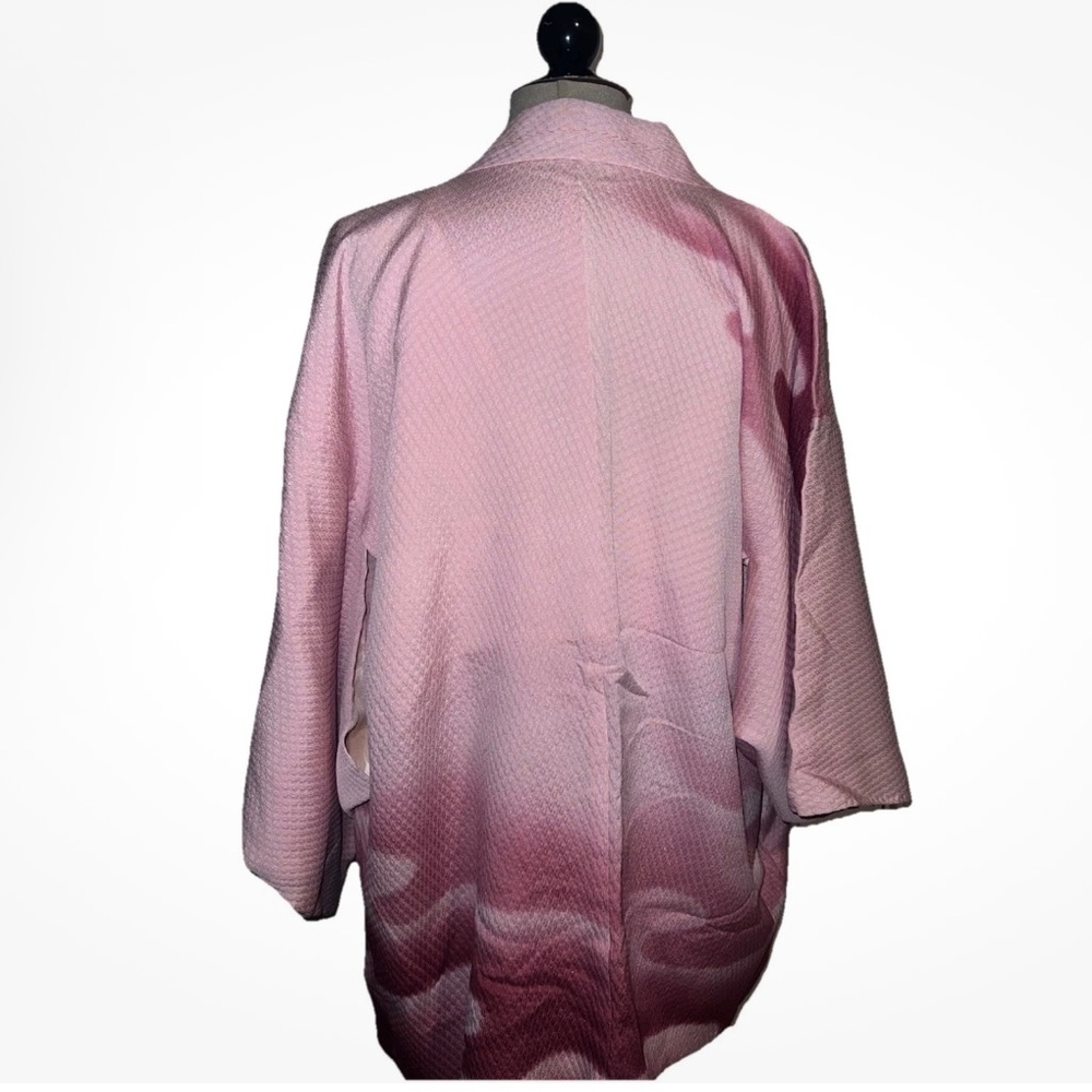 Vintage Haori Pink Ombré Reversible Satin Kimono Jacket fairy Robe S M L - Picture 13 of 14